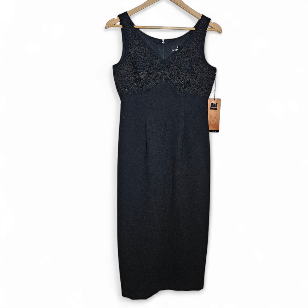 Carole Little Vintage NWT Women's Petite Long Sleeveless Lace Top Dress Size 6